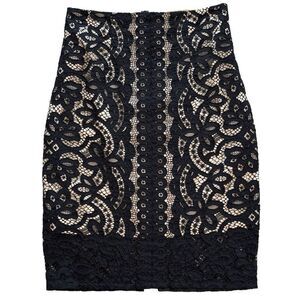 Revolve LOVER The Label Australia Black Lace Skirt - Black & Cream - Size 4